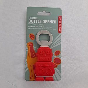 Robot Bottle Opener Kikkerland Silicone Stainless Steel Kitchen Tool